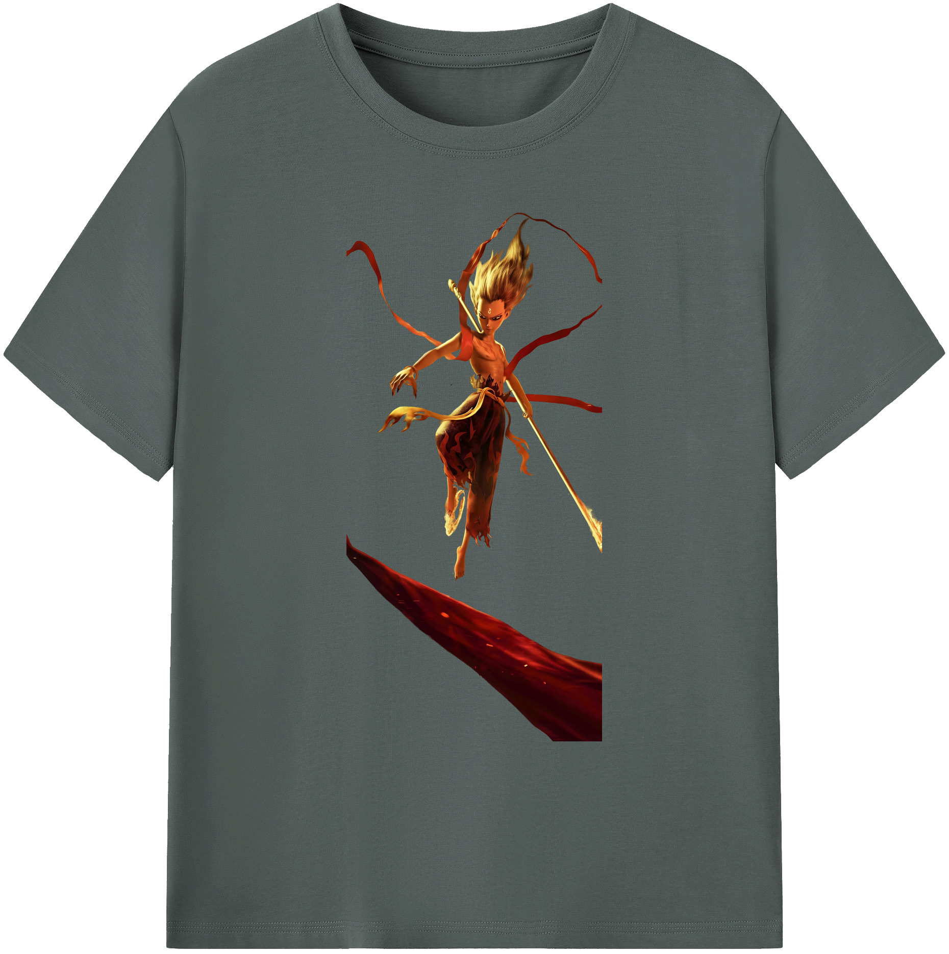 （画像用） Ne Zha 2 ナタ 魔童の大暴れ 綿100％ メンズ半袖Tシャツ｜肌触りやわらか＆通気性